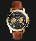Fossil Men FS5297 Grant Chronograph Black Dial Light Brown Leather Watch-0