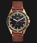 Fossil FS5320 Sport 54 Three-Hand Black Dial Light Brown Leather Strap-0