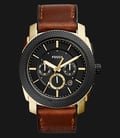 Fossil Men FS5322 Machine Chronograph Black Dial Light Brown Leather Watch-0