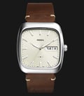 Fossil FS5329 Men Rutherford Three-hand Cream Dial Brown Leather Strap-0