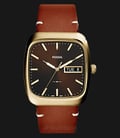 Fossil FS5332 Men Rutherford Three-Hand Dark Brown Dial Light Brown Leather Strap-0