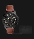 Fossil Men FS5335SET Grant Chronograph Black Dial Light Brown Leather Watch-0