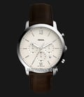 Fossil Neutra FS5380 Chronograph Men Beige Dial Brown Leather Strap-0