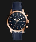 Fossil FS5436 Townsman Chronograph Blue Dial Navy Blue Leather Strap-0