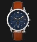 Fossil Neutra FS5453 Chronograph Blue Dial Brown Leather Strap-0