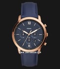 Fossil FS5454 Neutra Chronograph Blue Dial Navy Blue Leather Strap-0