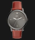 Fossil FS5479 The Minimalist Carbon Series Men Grey Dial Brown Leather Strap-0