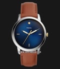 Fossil FS5499 The Minimalist Carbon Series Men Blue Dial Tan Leather Strap-0