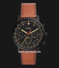 Fossil FS5501 Goodwin Chronograph Men Black Dial Brown Leather Strap-0
