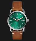 Fossil FS5540 The Commuter Mens Green Dial Brown Leather Strap-0