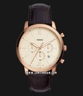 Fossil Neutra FS5558 Chronograph Mens Beige Dial Brown Croco Leather Strap-0