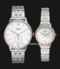 Fossil FS5562SET His And Her White Dial Stainless Steel Strap-0