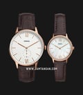 Fossil FS5564SET The Andy And The Addison White Dial Brown Leather Strap-0