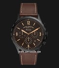 Fossil Forrester FS5608 Chronograph Men Dark Brown Dial Brown Leather Strap-0