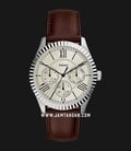 Fossil Chapman FS5633 Cream Dial Brown Leather Strap-0