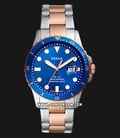 Fossil FS5654 FB-01 Mens Blue Dial Two Tone Stainless Steel Strap-0