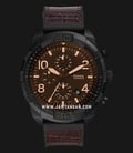 Fossil Bronson FS5713 Chronograph Men Black Dial Brown Croco Leather and Rubber Strap-0