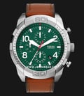 Fossil Bronson FS5738 Chronograph Men Green Dial Luggage Leather Strap-0