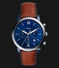 Fossil Neutra FS5791 Chronograph Men Blue Dial Brown Leather Strap-0