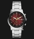 Fossil Minimalist FS5887 Chronograph Red Dial Stainless Steel Strap-0
