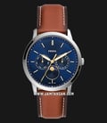 Fossil Neutra FS5903 Moonphase Men Blue Dial Brown Leather Strap-0