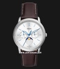 Fossil Neutra FS5905 Moonphase Men Silver Dial Dark Brown Leather Strap-0