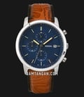 Fossil Minimalist FS5928 Chronograph Blue Dial Brown Leather Strap-0