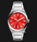 Fossil Everett FS5984 Red Dial Stainless Steel Strap-0
