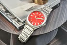 Fossil Everett FS5984 Red Dial Stainless Steel Strap-6