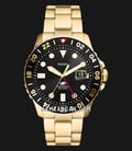 Fossil Blue GMT FS5990 Black Dial Gold-Tone Stainless Steel Strap-0