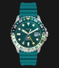 Fossil Blue GMT FS5992 Three-Hand Date Oasis Green Dial Teal Blue Silicone Strap-0