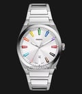 Fossil Everett FS6005 Pride Three-Hand Date Silver Dial Stainless Steel Strap-0