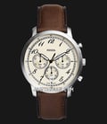 Fossil Neutra FS6022 Chronograph Men Beige Dial Brown Leather Strap-0