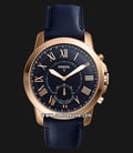 Fossil Q FTW1155 Grant Hybrid Smartwatch Navy Dial Navy Leather Strap-0