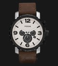 Fossil JR1390 Nate Chronograph Brown Leather Strap Watch-0