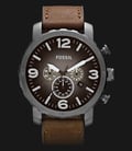 Fossil JR1424 Nate Chronograph Brown Leather Strap-0