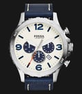 Fossil JR1480 Nate Chronograph Navy Leather Strap Watch-0