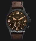 Fossil Nate JR1487 Chronograph Brown Dial Brown Leather Strap-0