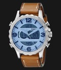 Fossil JR1492 Nate Blue Dial Brown Leather Strap-0