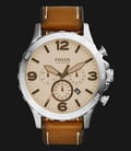 Fossil JR1503 Nate Chronograph Beige Dial Light Brown Leather Strap Watch-0