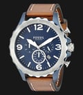 Fossil JR1504 Nate Chronograph Brown Leather Strap Watch-0