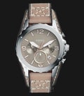 Fossil JR1518 Nate Chronograph Taupe Dial Light Brown Leather Strap Watch-0