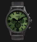 Fossil JR1519 Nate Chronograph Analog Green Dial Black Leather Strap Watch-0