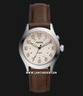 Fossil The Archival LE1059 Starmaster Beige Dial Dark Brown Leather Strap-0