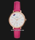 Fossil LE1096 Jacqueline Limited Edition White Dial Hot Pink Leather Strap-0