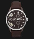 Fossil ME1123 Men Dress Twist GMT Brown Dial Brown Leather Strap-0