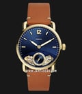 Fossil ME1167 The Commuter Twist Luggage Men Blue Dial Tan Leather Strap-0