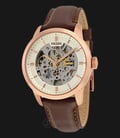 Fossil ME3078 Automatic Townsman Beige Skeleton Dial RoseGold Tone Leather Strap-0