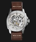 Fossil ME3083 Machine Skeleton Dial Brown Leather Strap Watch-0