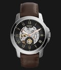 Fossil Grant ME3095 Man Automatic Black Dial Brown Leather Strap-0